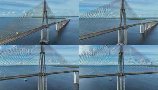 马瑙斯市中心的地标性电缆桥高清在线视频素材下载
