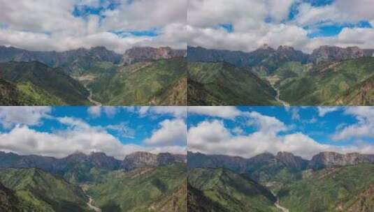 4K甘肃南部扎尕那高山山脉航拍延时高清在线视频素材下载