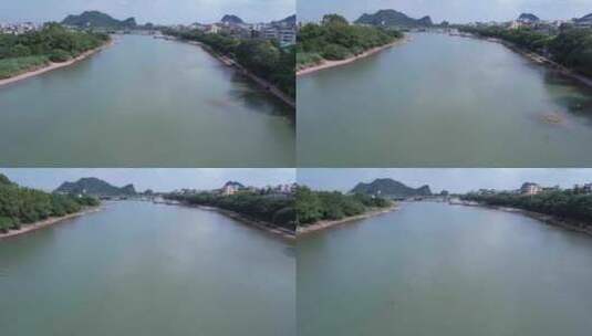 航拍桂林市区漓江风景区高清在线视频素材下载
