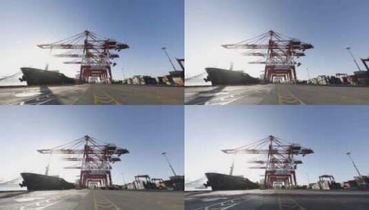 天津港塔吊装卸货物高清在线视频素材下载