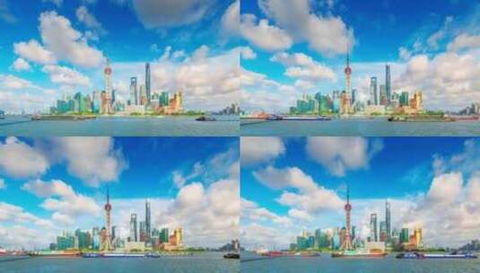 上海市陆家嘴天际线延时风光高清在线视频素材下载