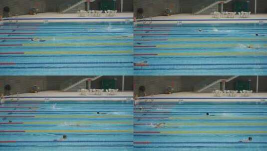 游泳馆泳道自由泳运动水中高清在线视频素材下载