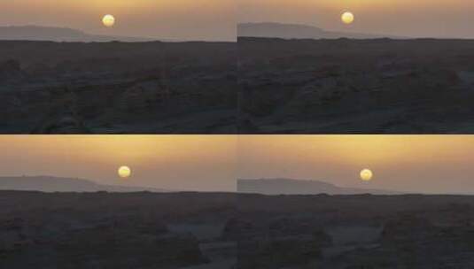 雅丹地貌的夕阳高清在线视频素材下载