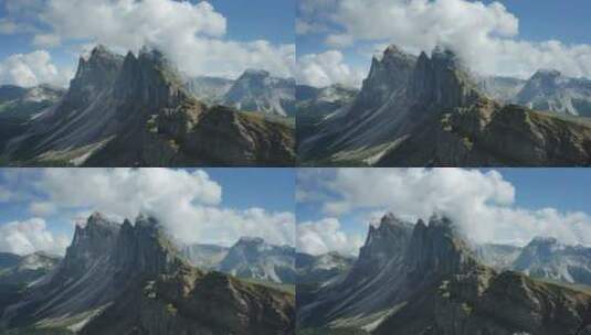 特伦蒂诺上阿迪热白云石阿尔卑斯山南蒂罗尔意大利欧洲的塞塞达和弗切塔高峰高清在线视频素材下载