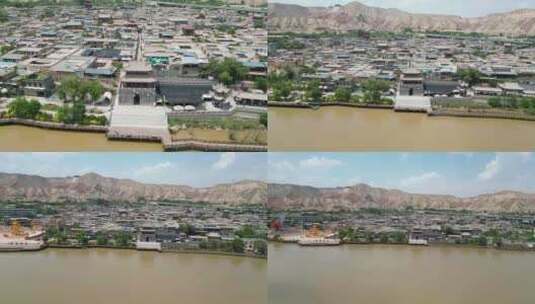 黄河边的河口古镇高清在线视频素材下载