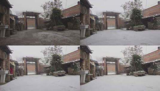 河南农村冬季冬天下雪院子高清在线视频素材下载