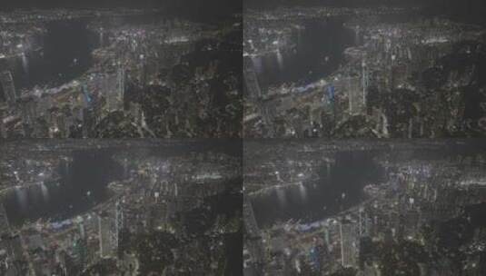 香港CBD城市夜景航拍实拍视频4K30P高清在线视频素材下载