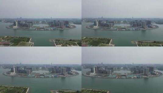 河南郑州龙湖公园郑州金融岛航拍高清在线视频素材下载