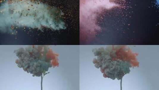 色素染料粉状物爆炸水下颜料扩散升格高清在线视频素材下载