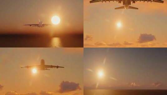 飞机起飞 飞机飞过天空高清在线视频素材下载