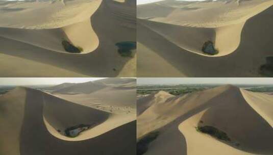 沙漠绿洲 沙漠航拍4k 敦煌沙漠高清在线视频素材下载
