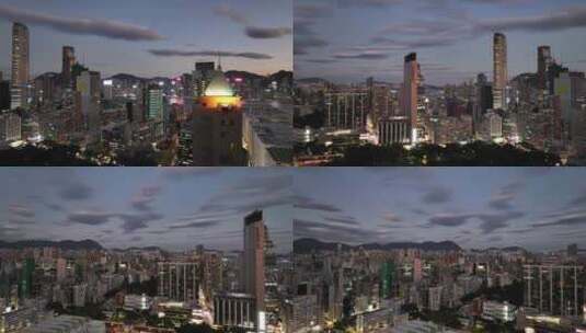 香港中港城傍晚晚霞航拍高清在线视频素材下载