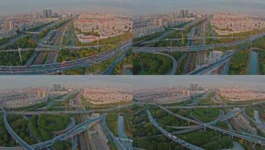 航拍城市中的立交桥高清在线视频素材下载