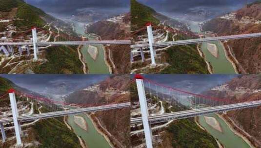 航拍云南金沙江大桥和金沙江高清在线视频素材下载