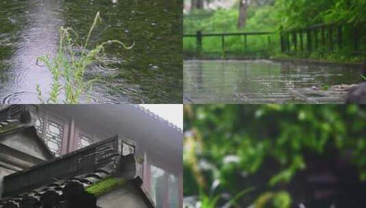 夏天城市下雨大雨雨水即景高清在线视频素材下载