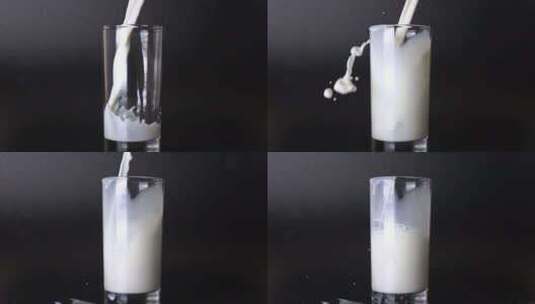杯子里倒牛奶高清在线视频素材下载