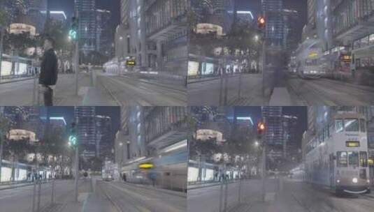 香港中环街景夜景延时高清在线视频素材下载