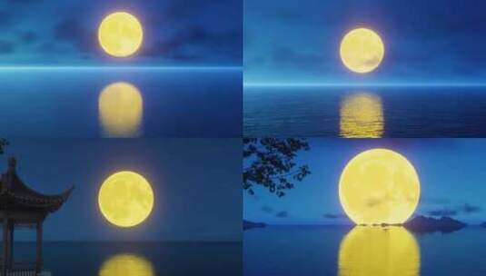 中国风 古风夜晚 月亮高清在线视频素材下载