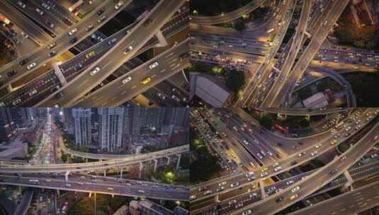 航拍夕阳下的广州中山一立交桥高清在线视频素材下载