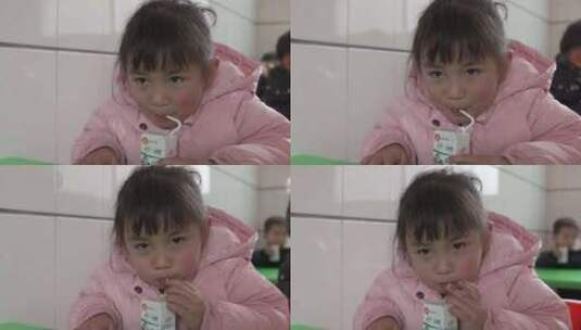 小女孩喝牛奶高清在线视频素材下载