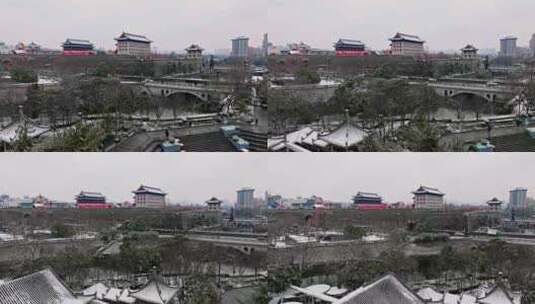 西安永宁门 灯会 雪景高清在线视频素材下载