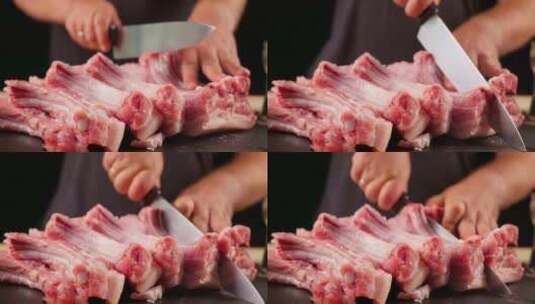 厨师切牛排猪排羊排高清在线视频素材下载