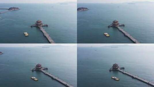 青岛栈桥航拍高清在线视频素材下载