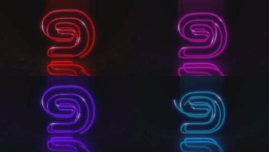 彩色霓虹灯数字9循环动画。高清在线视频素材下载