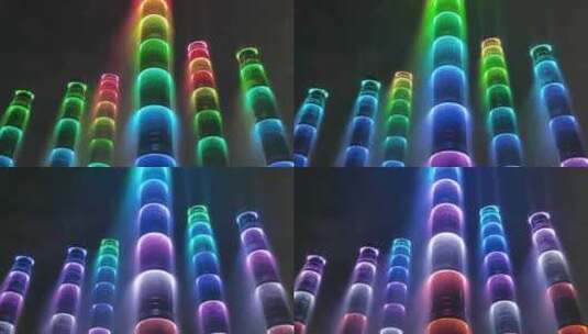 成都SKP生机之塔景观水柱夜景特写镜头高清在线视频素材下载