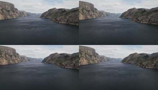 空中拍摄，在挪威Lysefjord宽阔、高清在线视频素材下载