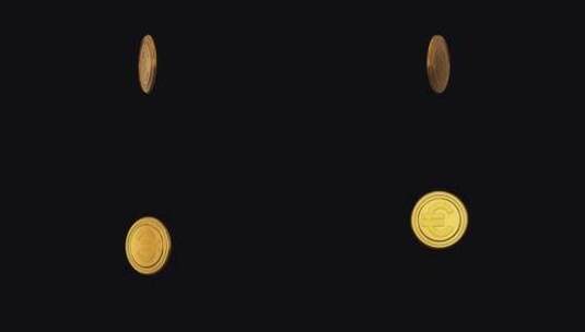 硬币旋转。透明背景上的硬币旋转动画。旋转高清在线视频素材下载