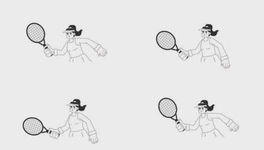 动画Bw网球运动员球拍高清在线视频素材下载