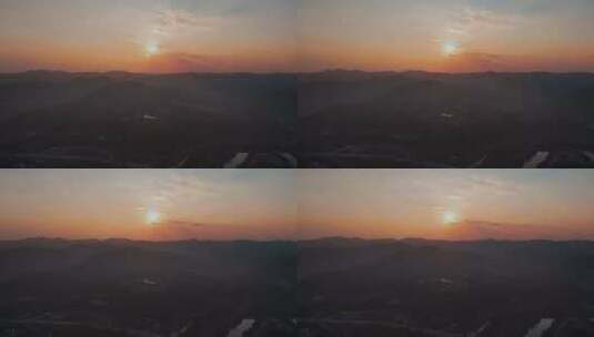 大山里美丽太阳落日余晖高清在线视频素材下载