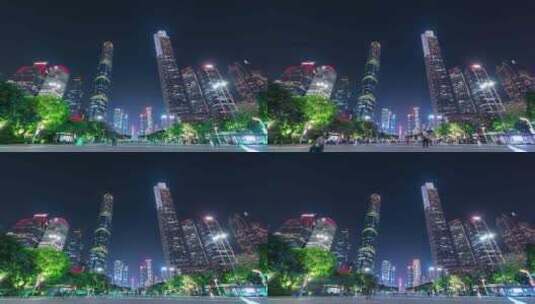 【视频】广州 珠江新城 双子塔夜景延时高清在线视频素材下载