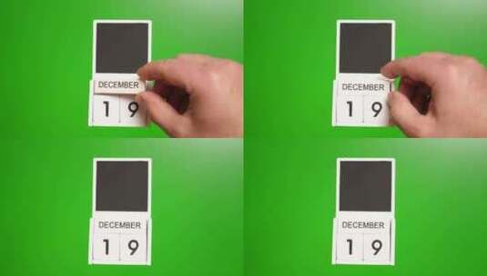 12.绿色背景上日期为12月19日的日历高清在线视频素材下载