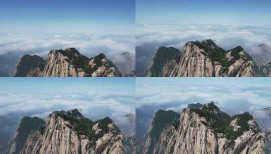 航拍陕西旅游西岳华山云海山峰高清在线视频素材下载