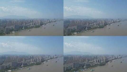 航拍江西九江大景九江建设高清在线视频素材下载