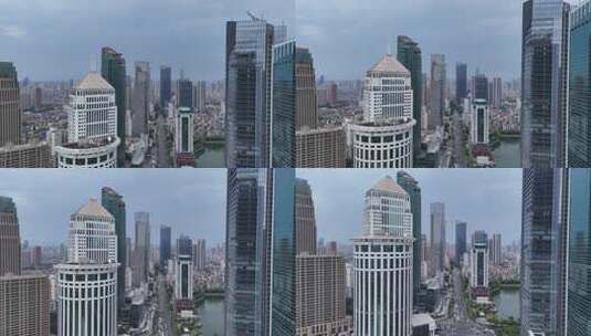 航拍湖北武汉城市天际线CBD高楼建筑高清在线视频素材下载