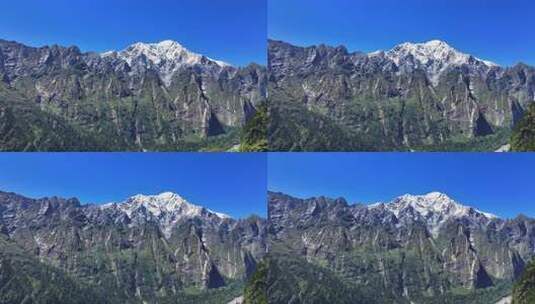 燕子沟航拍四川第二高峰中山峰雪山河谷风光高清在线视频素材下载