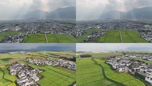 云南喜洲古镇和麦田高清在线视频素材下载