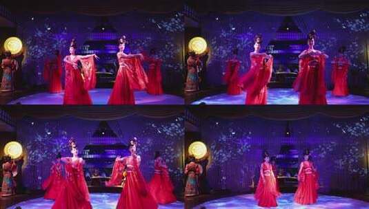 古装女子舞台舞蹈表演高清在线视频素材下载