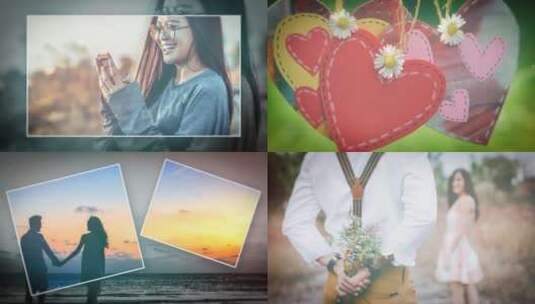 浪漫唯美爱情图片汇聚婚礼开场AE模板高清AE视频素材下载