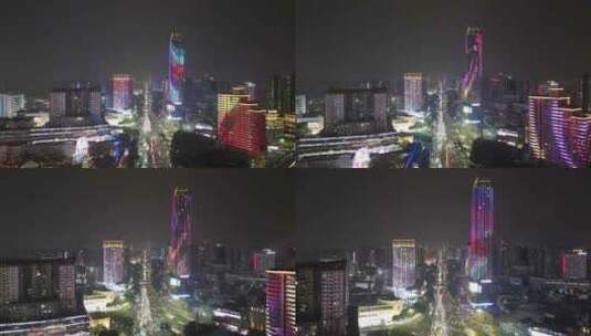 航拍广西南宁民族大道夜景高清在线视频素材下载