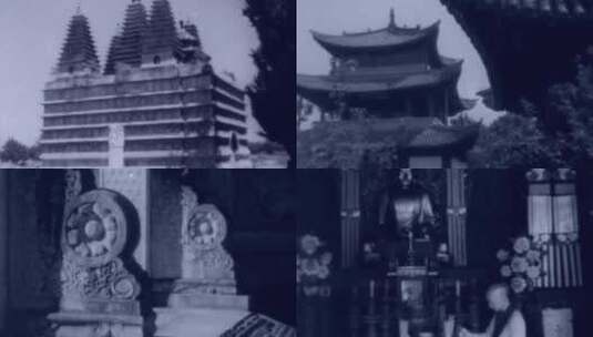 上世纪初天坛颐和园寺庙古建筑和尚烧香念经高清在线视频素材下载