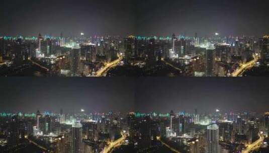 武汉夜景武汉西北湖CBD夜景航拍高清在线视频素材下载