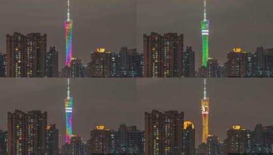 【正版4K素材】广州塔秋分月亮月升延时高清在线视频素材下载