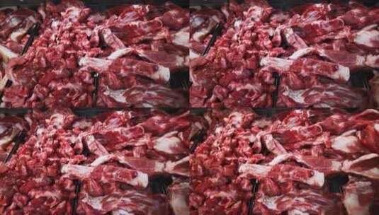 实拍超市肉类五花肉排骨高清在线视频素材下载