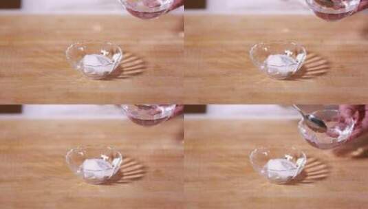 玻璃碗稀释盐水糖水高清在线视频素材下载
