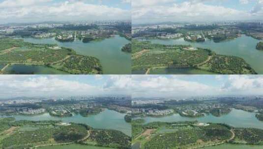 东莞松山湖风景区管委会大景左环绕高清在线视频素材下载