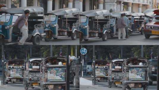 泰国旅游视频泰国街头三轮出租车高清在线视频素材下载